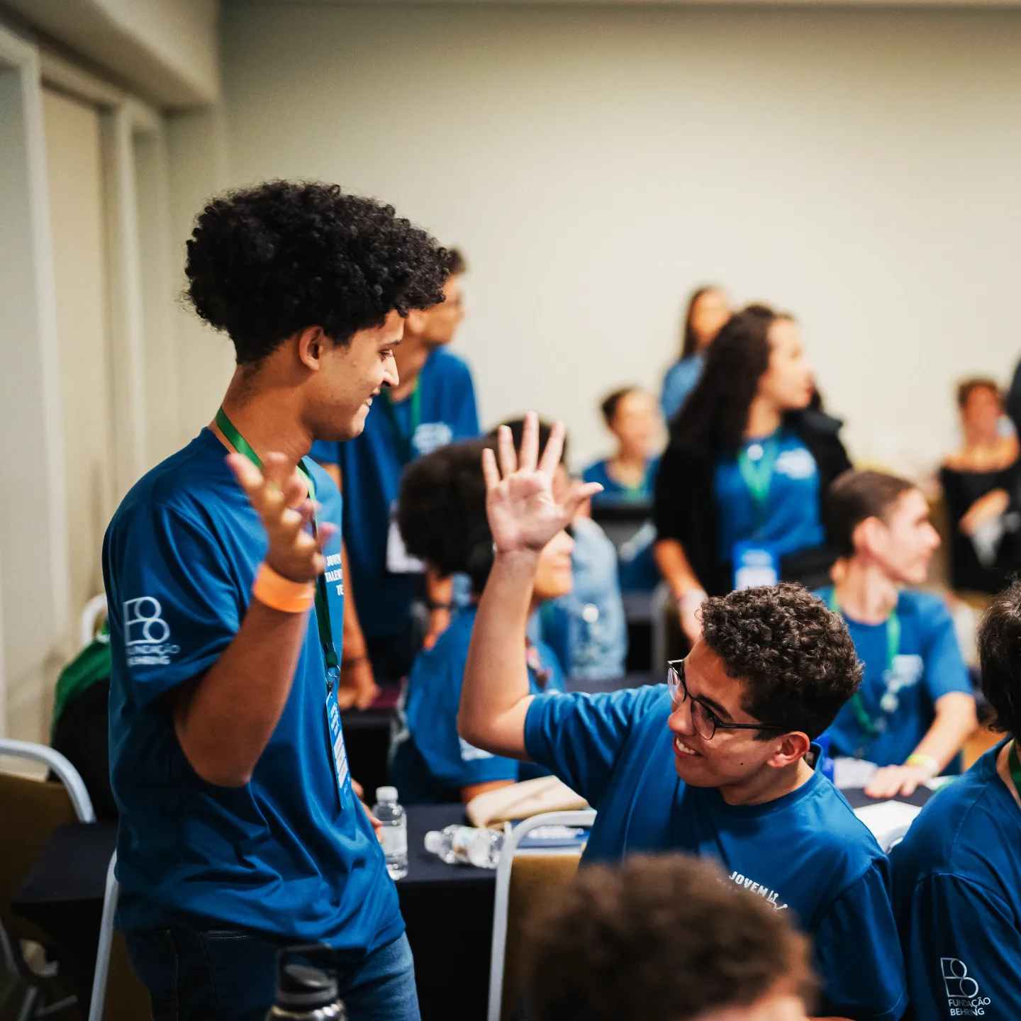 João and Renzo high-fiving after winning a competition